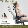 thumbnail image 5 of Ergonomic Home Office Chair with Mesh High Back, Adjustable Lumbar Support, Flip-up Armrest, Removable Headrest, Swivel Wheel, Space Saving, 330LBS (Black+Grey), 5 of 18
