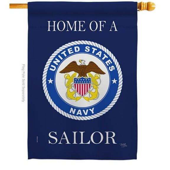 Breeze Decor H108471-BO Home of Navy Sailor House Flag Armed Forces 28 x 40 in. Double-Sided Decorative Vertical Flags for Decoration Banner Garden Yard Gift