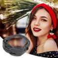 thumbnail image 2 of Unique Bargains 1 Pc Button Stripe Elastic Headwrap for Women Dark Gray, 2 of 6
