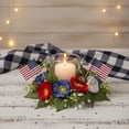 thumbnail image 5 of LiUMX Independence Day Candle Holder Wreath, 20cm Artificial Daisy Ring with Red White Blue Flowers, Plastic Centerpiece for Holiday Table & Party Decor, 5 of 5