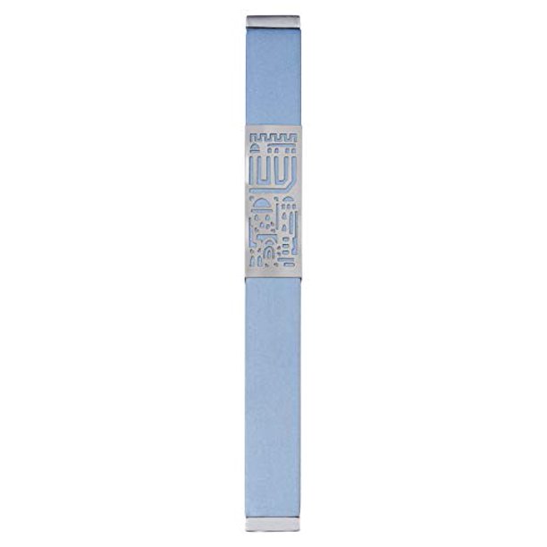 A&S Mezuzot Aluminum Mezuzah Case with Mordern Jerusalem Shin Design