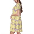 thumbnail image 2 of Fotbe Yellow Lemon Slices Vestido Largo de Moda para Mujer, Vestido Tipo Camiseta con Manga Corta y Estilo Casual a Rayas y Bloques de Color, 2 of 6