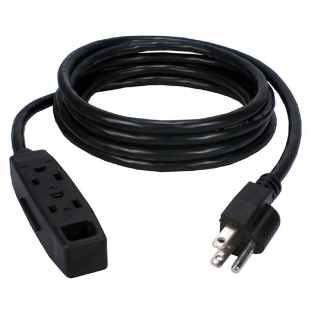 QVS PC3PX-25-5PK Rallonge de 25 Pieds à 3 Prises, Noir - Lot de 5