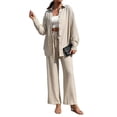 thumbnail image 1 of Traje de Verano para Mujer, de Dos Piezas, con Camisa, Pantalones y Ropa Deportiva Informal para Playa y Vacaciones Albaricoque XL, 1 of 9