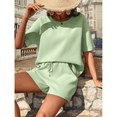 thumbnail image 3 of EASYBRA Women Batwing Sleeve Shirt and Shorts Set Casual Two Piece Summer Outfit, 3 of 5