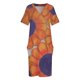 thumbnail image 4 of Vestido holgado con bolsillos y flores naranjas y moradas trajes de playa para mujer vestidos de verano para uso diario, 4 of 7