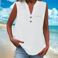 thumbnail image 2 of Admvng Tank Tops for Women Solid Color V-Neck Button Sleeveless Pocket Pullover Tank Top S-2XL, 2 of 9