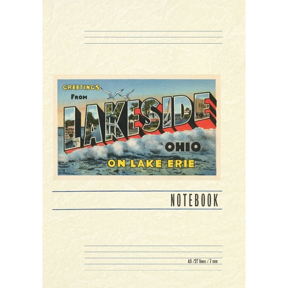 Vintage Lined Notebook Greetings from Lakeside, (Paperback)