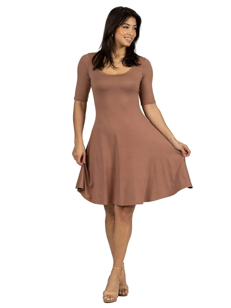 Womens Scoop Neck Knee Length A-Line Dress - Walmart.com