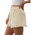 thumbnail image 4 of PRETTYGARDEN Womens Boxer Shorts Y2K Ruffle Shorts Summer Spring Lounge Striped Casual Beach Bottoms Pockets, 4 of 10