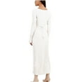thumbnail image 7 of Usmixi Formal Dresses for Women Knitted Ribbed Party Prom Slim Wrap Formal Dress V-Neck Long Sleeve Solid Summer Maxi Dresses White M, 7 of 7