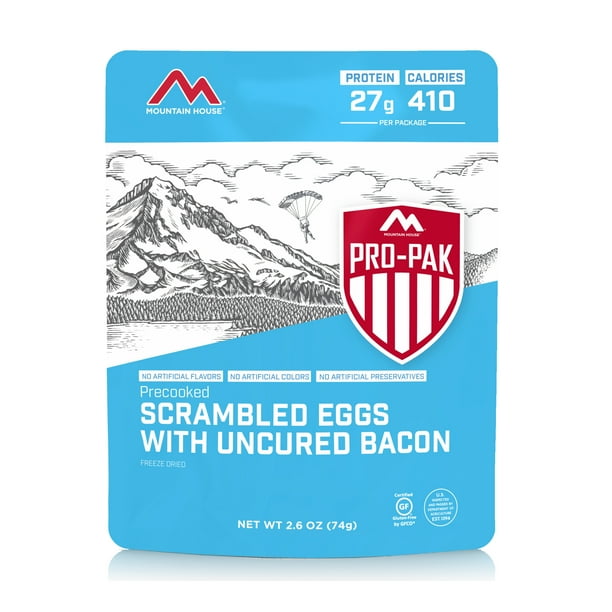 Mountain House Scrambled Eggs w/Bacon, FreezeDried Food, 1 Serving