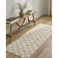 thumbnail image 2 of Boutique Rugs Canika Modern Checkered Shag Runner Rug - High Pile Fluffy Shaggy Carpet for Hallway, Nursery, Playroom, Girls Boys Room - Machine Washable - Peach, Beige - 2'7" x 7'3" (2x8), 2 of 18