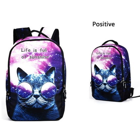Cartoon Cute Animal Print School Shoulder Bag Laptop Handbag Backpack Galaxy Cat ， kids Christmas gift