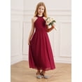 thumbnail image 3 of inlzdz Kids Girls Halter Neck Wedding Bridesmaid Dress Sleeveless Backless Evening Dress Ball Maxi Gowns Burgundy 14, 3 of 10
