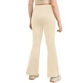 thumbnail image 2 of iiniim Kids Girl's Bootcut Leggings High Waist Soft Stretch Yoga Pants Wide Leg Flare Pants Bell Bottoms Size 5-14 Beige 5-6, 2 of 5