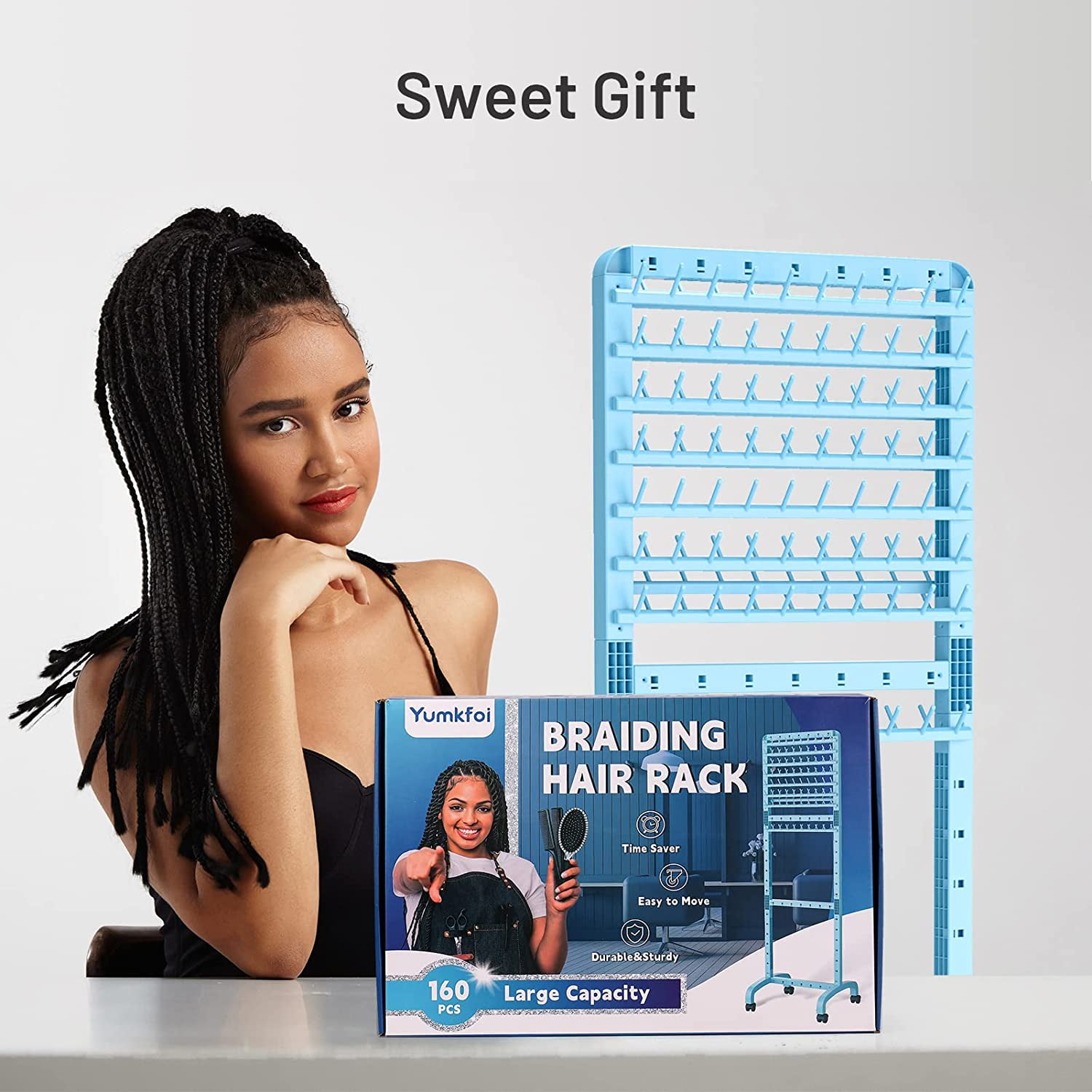 Buy 120-Peg Braiding Hair Rack Standing, with Salon Tray Hair