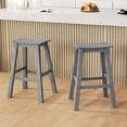 thumbnail image 2 of Gymax 29'' Patio Bar Stool Set of 2 w/ Curved Seat & Footrests for Backyard Outdoor Gray, 2 of 7