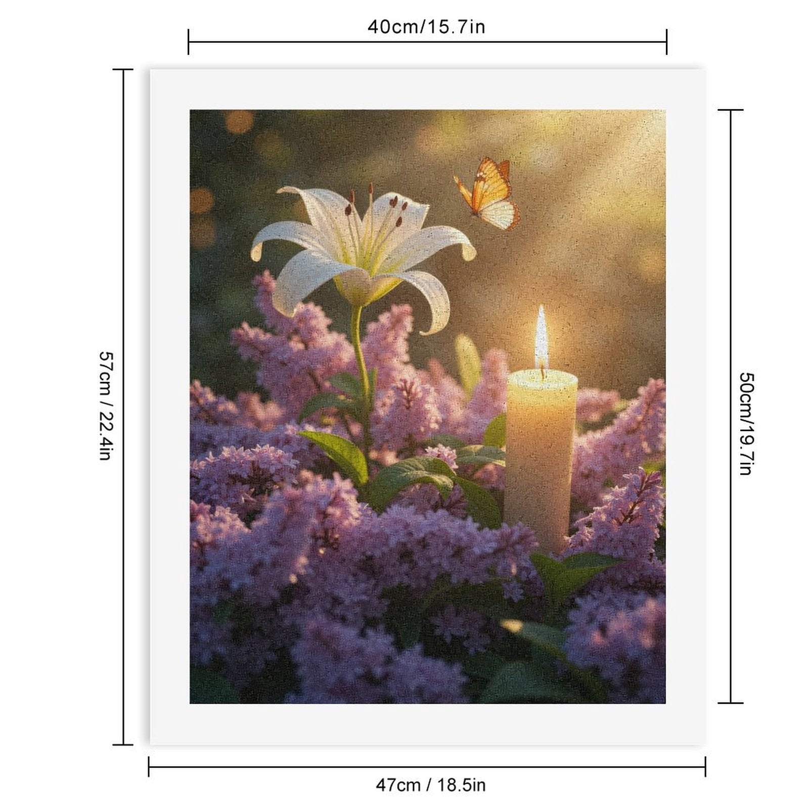 Paint By Numbers Kit for Adults Beginner - DIY Butterfly Candle Lilies Blossoms Canvas Painting Kits for Adults, Frameless Paint By Number for Adults for Home Wall Decor 16x20 Inch