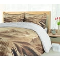 thumbnail image 5 of Ambesonne Lake Duvet Cover Set, Snowy Mountains Sepia Effect, Queen, Grey Yellow Warm Taupe, 5 of 6