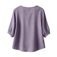 thumbnail image 4 of Wutalume Women's 3/4 Sleeve Button Down Top - Casual Cotton Blouse with Front Button Closure, 3/4 Sleeve Blouses for Women, Womens Summer Tops Lightweight,Light Purple 3XL, 4 of 8