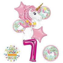 Unicorn Party Supplies "Believe In Unicorns" 7th Birthday Balloon Bouquet Decorations