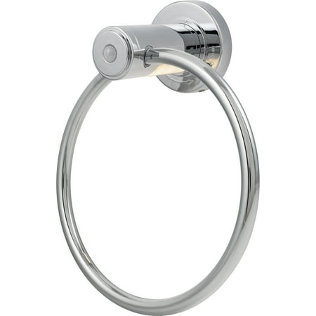 Enbrighten Towel Ring with Battery Operated LED Light, Motion Sensing, Chrome, 77235