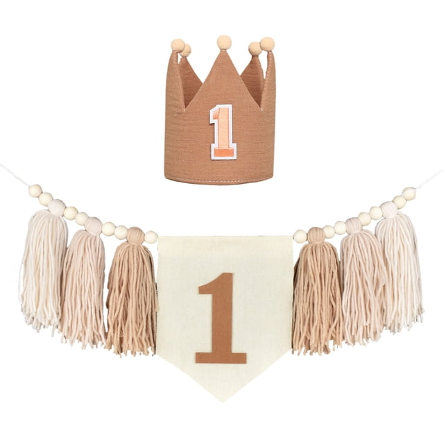 Banners de borlas para primer cumpleaños, pancartas de borlas, sombrero para primer cumpleaños, decoración para fiesta de cumpleaños