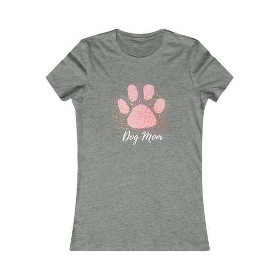 Love Heart Dog Mom Pink Paw Print Dog Lover's Novelty Women's Favorite Tee