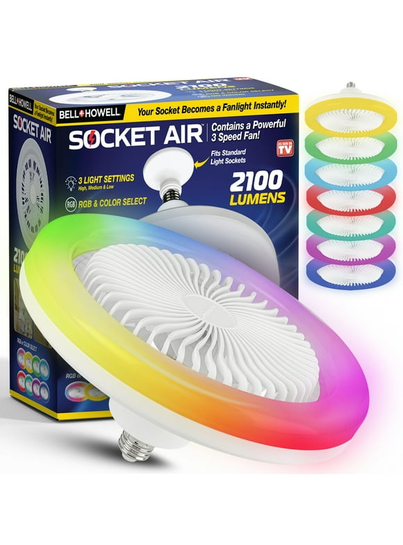 Socket Fan Air Wireless Ceiling Fan Light Color Changing 2100 Lumens with Remote Control