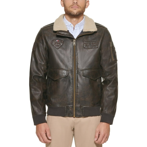 Chaqueta Tommy Hilfiger Smooth Lamb Touch de piel sintética marrón