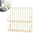 thumbnail image 4 of Double-layer Storage Rack Decorative Iron Storage Shelf Wall-mounted Storage Organizer with Oblique Triangle Side for Bedroom Bathroom Living Room, 4 of 9