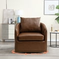 thumbnail image 3 of Bonzy Home Swivel Accent Chair with Throw Pillow Mid Century Faux Leather Modern Armchair for Living Room and Bedroom, 3 of 9