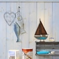 thumbnail image 4 of Wood Sailboat Decor Nautical Decoration, 13.43" H Sail Boat Decor Display Rustic Nautical Beach Theme Room Decor Nautical Tabletop Decor for Living Room Bathroom Home Decor (Blue), 4 of 7