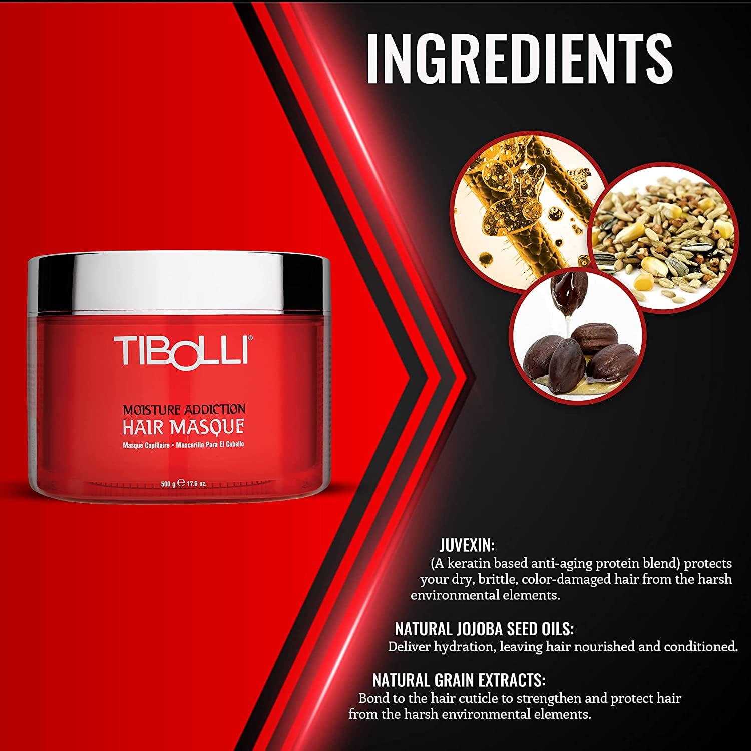 TIBOLLI Moisture Addiction Mask Deep Conditioning Masque (17.6 Fl oz/500g) Moisturizing Hydrating Smoothing Keratin Treatment for Anti Frizz Dry Damaged Color Treated Hair Repair Restoration Formula