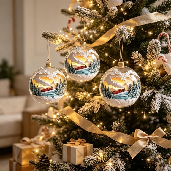 Sulaicai Christmas Story Ball Ornament, Mini Holiday Scene Transparent Hanging Bauble, Vintage Festive Keepsake Decor for Xmas Tree, Mantel, Indoor Holiday Party Display