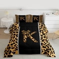 thumbnail image 2 of Feelyou Cheetah Print Letter K Bedding Comforter Set, Chic Brown Bowknot Ribbon Twin Comforter Sets, Leopard Wildlife Animal Reversible Bedding Set, Microfiber Bedroom Decor, 2-Piece, 2 of 8
