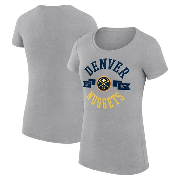 Women's G-III 4Her by Carl Banks Heather Gray Denver Nuggets Super-Slim Fit Lightweight Large City Logo T-Shirt