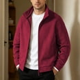 thumbnail image 7 of qafoshin Men's Fleece Jacket Oversized Long Sleeve Stand Collar Coat Casual Solid Color Full Zip Fall Winter Outerwear, 7 of 7