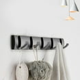 thumbnail image 2 of Wall Mounted Aluminum Coat Rack With 5 Retractable Hooks For Secure Space Saving Storage, 2 of 9
