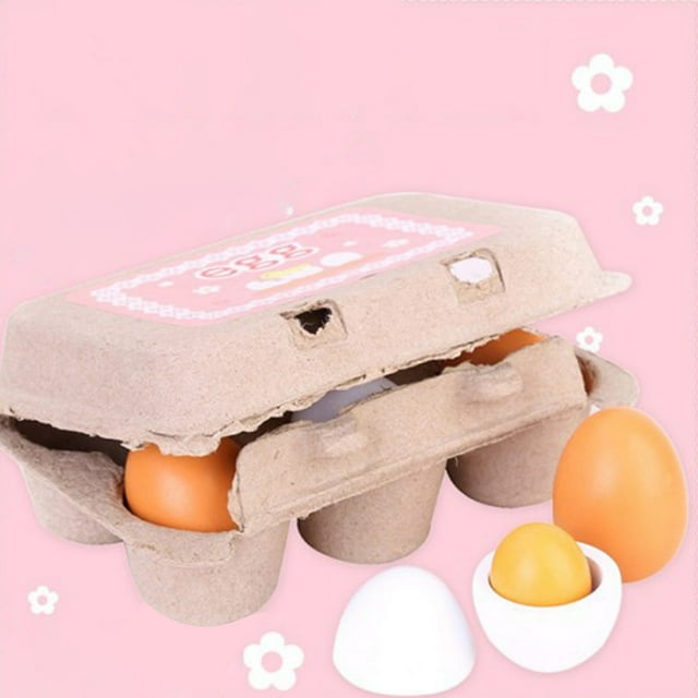 Juguetes de piscina, juguetes para bebés, juguetes para niños pequeños, juego de simulación de madera de 6 piezas para niños, juguete de Pascua simulado, huevo