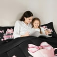 thumbnail image 6 of Feelyou Coffee Cup Child Full Size Comforter Sets, Girly Princess Bow-tie Bedding Comforter Set, Kawaii Pink Fashion Reversible Bedding Sets, Ultra Soft Bedroom Decor, 3-Piece, 6 of 9