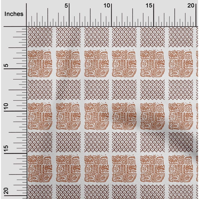 oneOone Tissu Polyester Lycra Orange Ethnique Bloc Matériel de Robe Tissu Imprimé Tissu au Mètre 56 Pouces de Large