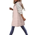 thumbnail image 4 of ZHOUCHANKIDS Women Long Vest Solid Color Sleeveless Hood Winter Puffer Vest Outwear Pink M, 4 of 6
