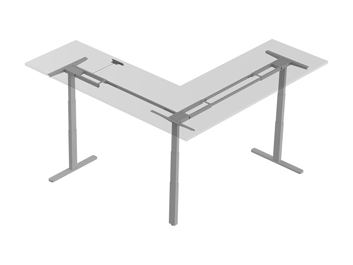 Monoprice Triple Motor Height Adjustable Sit-Stand Corner Desk Frame - Gray, 3 Leg Corner, L Shaped Table Base, Programmable Memory Settings