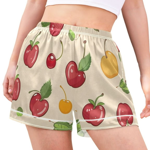 joogoo Women's Pajama Lounge Shorts Summer Cherry Fruit Bottoms Sleep Short M