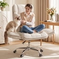 thumbnail image 4 of Hawsaiy Big and Tall Office Chair, Flip Armrests with Side Pockets, Comfy Criss Cross Office Chair with Extra-Wide Plush Seat, 150° Reclining Executive Office Chair, Chenille Upholstery, Beige, 4 of 13