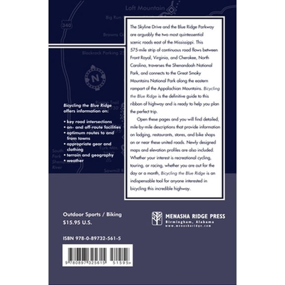 Pre-Owned Bicycling the Blue Ridge: A Guide to the Skyline Drive and the Blue Ridge Parkway (Paperback) 0897325613 9780897325615