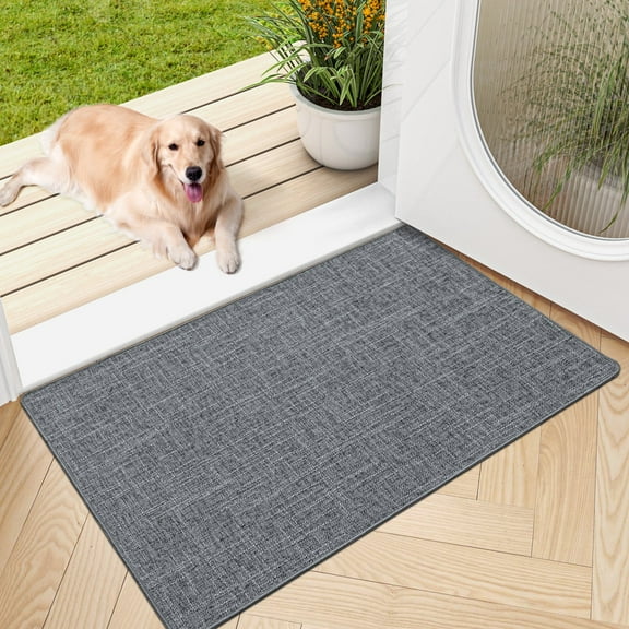 GVN Floor Rug,Indoor Door Mat,Non Slip Rubber Backing Entrance Mat, Grey,50*80cm