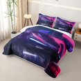 thumbnail image 3 of Castle Fairy Cyberpunk Style Futuristic Supercar Quilt Full,Neon Night Art Full Bedspread Sets,Magenta Purple, 3 of 7